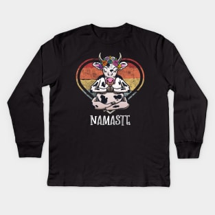 Namaste Yoga Meditation Cow Kids Long Sleeve T-Shirt